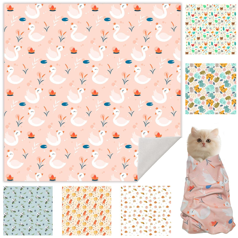 21.7" Cat Grooming Wrap, Cat Wrap for Cutting Nails, Self-Adherent Fabric Wrap for Cats, Cat Burrito Wrap Anti-Scratch, Anti-Escape, Multifunctional Swaddle Wrap Pet Tool (Swan, Large) Swan Large (5lbs) - PawsPlanet Australia