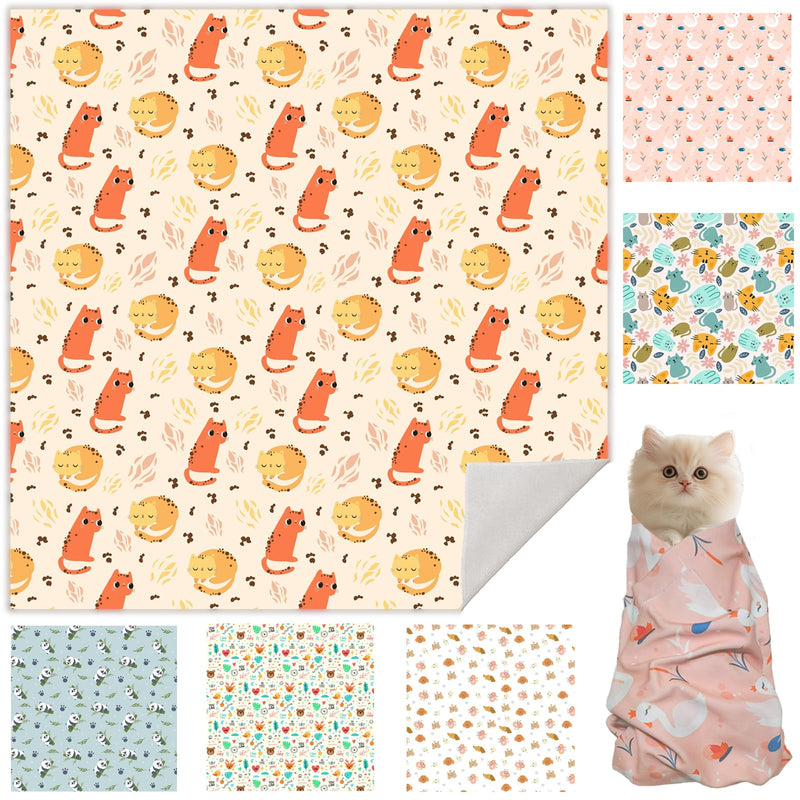 27.6" Cat Grooming Wrap, Cat Wrap for Cutting Nails, Self-Adherent Fabric Wrap for Cats, Cat Burrito Wrap Anti-Scratch, Anti-Escape, Multifunctional Swaddle Wrap Pet Tool (Orange Kitten, X Large) Orange Kitten X Large (15lbs) - PawsPlanet Australia