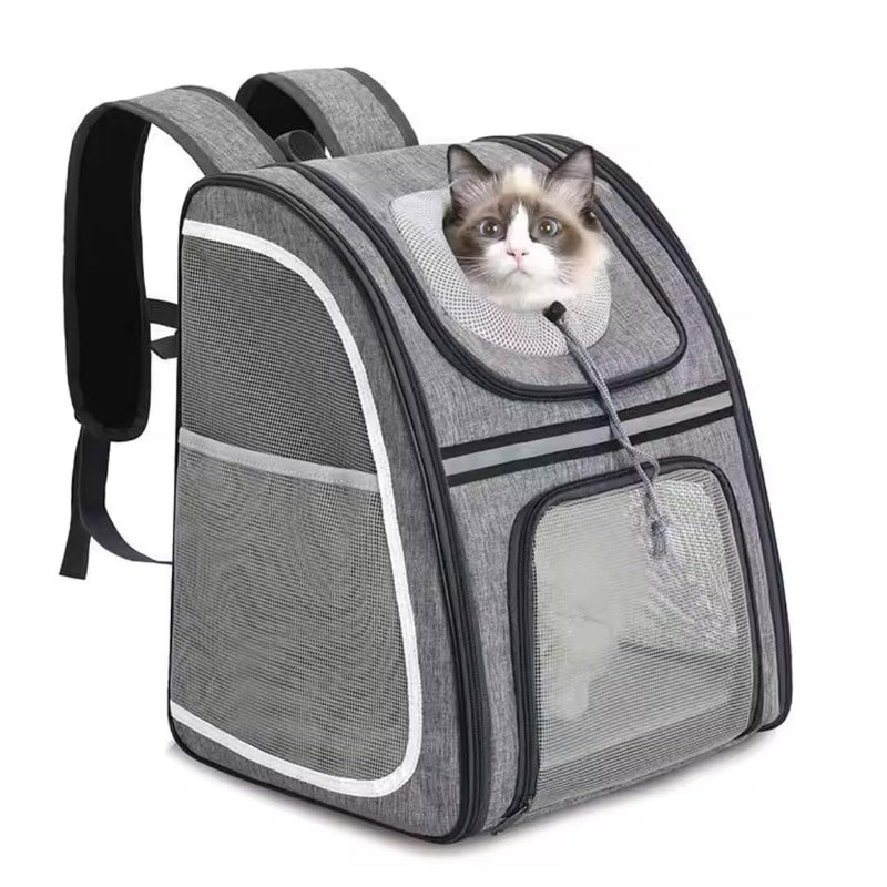 Portable Pet Carrier Backpack for Cats, Dogs and Small Animals Up to 20lbs l Ventilated Mesh Design That's Foldable and Airline-Approved l Ideal for Travel, Hiking, Camping, Vet (Grey) Grey - PawsPlanet Australia