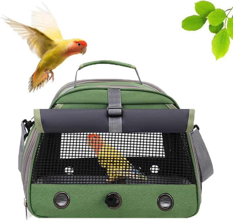 Bird Travel Carrier, Portable Small Bird Parrot Parakeet Carrier with Standing Perch and Tray, Side Access Window Collapsible Bird Carry Transport Bag for Vet Visit(Green) - PawsPlanet Australia