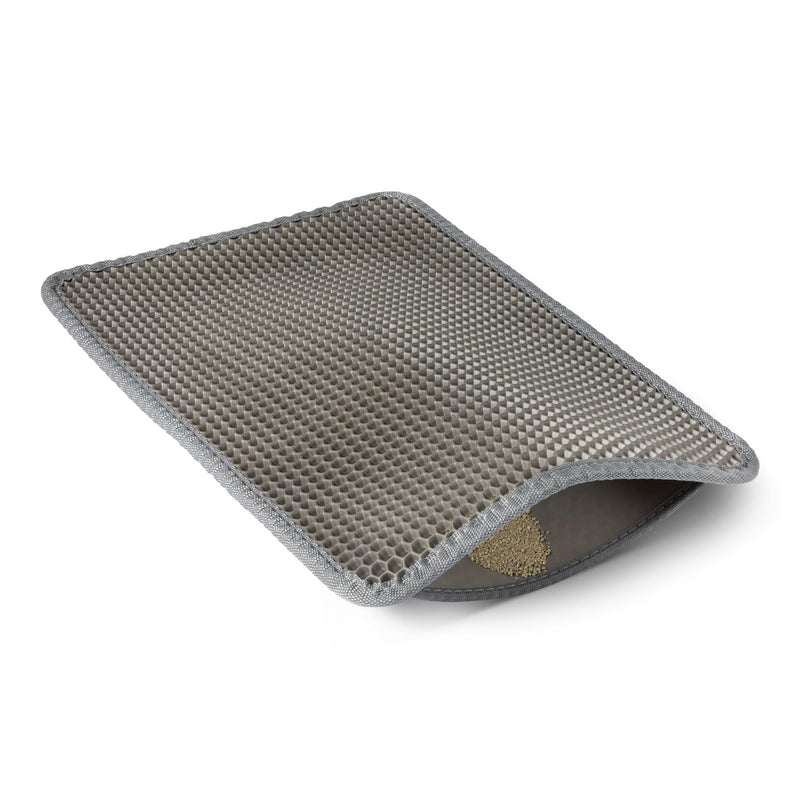 Amazon Basics Double-Layer Cat Litter Mat, Honeycomb Design, Waterproof & Urine-Proof, Non-Slip Scatter Control Trapper Mat, Easy Clean, Soft on Paws, Grey, 15" x 24" 24'' x 15'' - PawsPlanet Australia