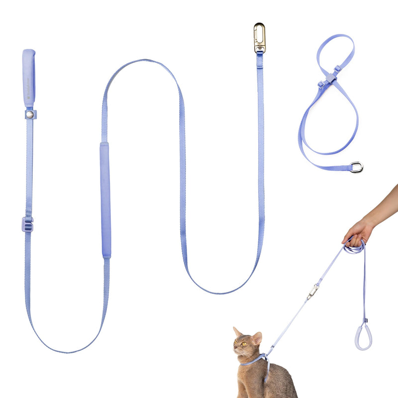 Cat Harness and Leash Set, Lightweight Escape Proof Cat Harness Leash with Padded Handle, Adjustable Cat Leash and Harness for Kitten Small Large Cats Walking Training (Blurple, S) Blurple - PawsPlanet Australia