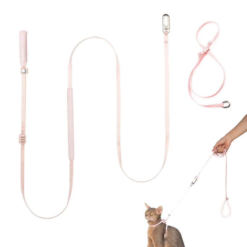 Cat Harness and Leash Set, Escape Proof Cat Harness Lightweight Leash with Padded Handle, Adjustable Leash Harness for Kitten>4lbs Small Large Cats Walking Training (Blush Pink, S) Blush Pink - PawsPlanet Australia