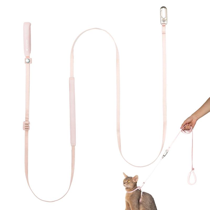 Ultra Lightweight Cat Leash Adjustable with Padded Handle, Soft Thin Nylon Cat Walking Training Waist Crossbody Leash for Kitten>4lbs Small Medium Large Cats Puppy, No Harness (Blush Pink) Blush Pink (No Harness) - PawsPlanet Australia
