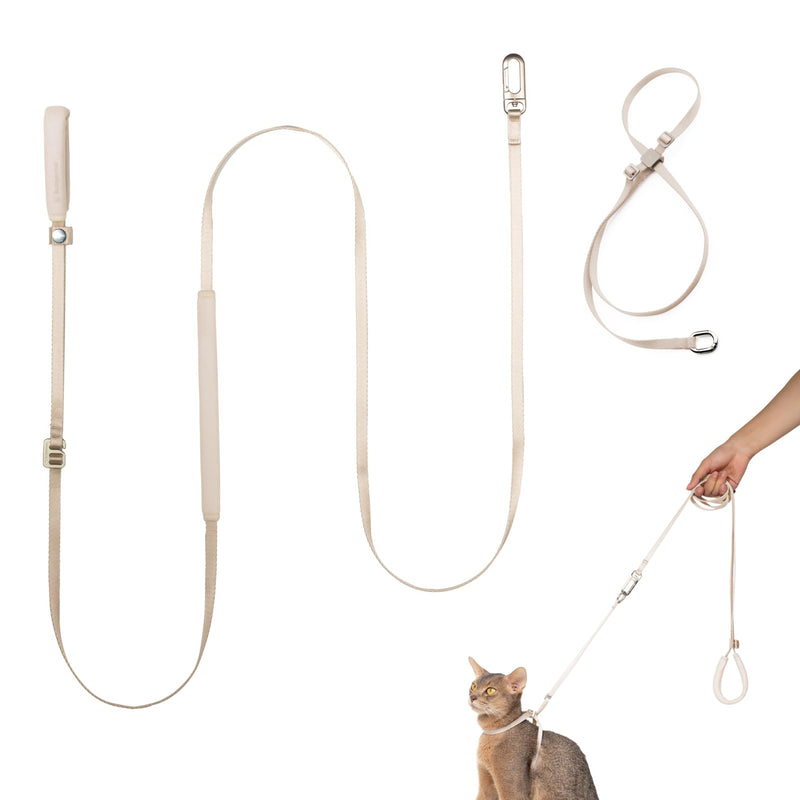 Cat Harness and Leash Set, Lightweight Escape Proof Cat Harness Leash with Padded Handle, Adjustable Cat Leash and Harness for Kitten Small Large Cats Walking Training (Linen, M) Linen - PawsPlanet Australia