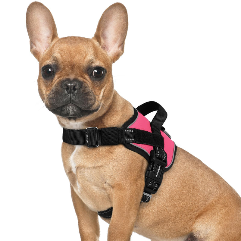 rabbitgoo Dog Harness for Small, Easy On Pet Vest with One Buckle, No Pull Adjustable Service Harness with D-Ring & Handle, Reflective for Safety Walking, Training, Pink, S - PawsPlanet Australia