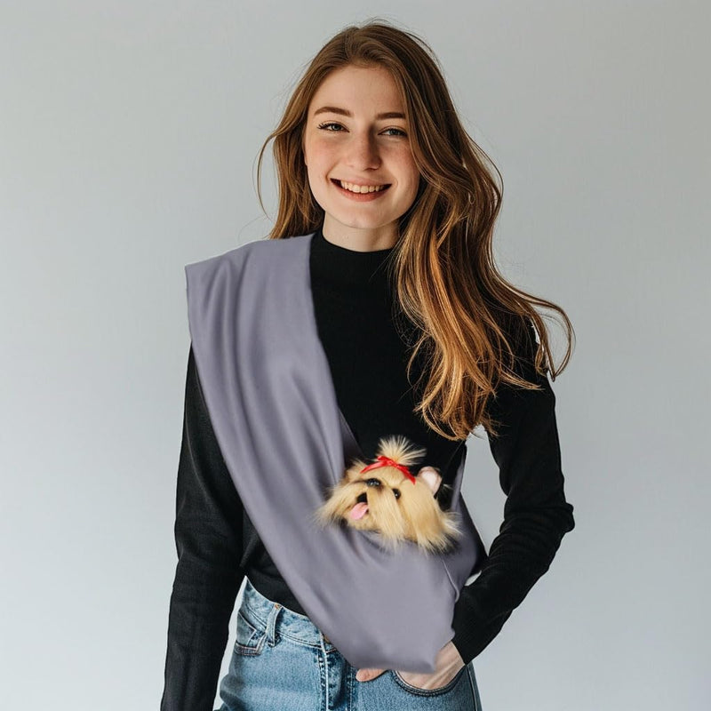 Dog Sling Carrier for Small Dogs, Up to 11 lbs, Dog Carrier Sling is Easy to Carry, Hand Free, Keep Warm, Grey - PawsPlanet Australia