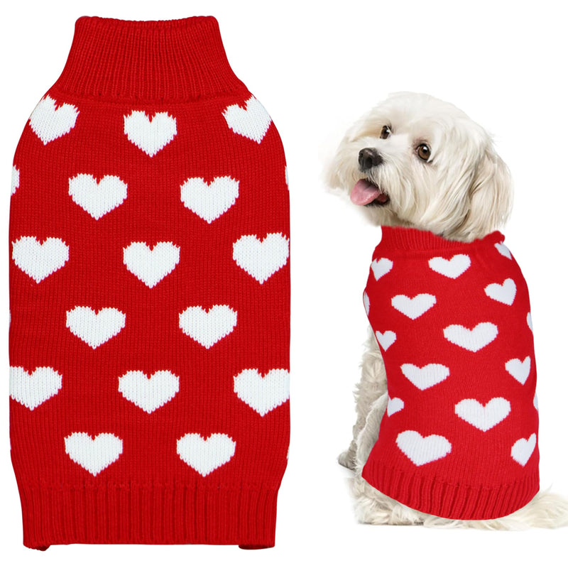 Valentine Dog Sweater, Valentines Day Dog Clothes Dog Valentines Outfit Knitted Dog Heart Sweater for Small Medium Large Dogs Pets (Red, Large) Red - PawsPlanet Australia
