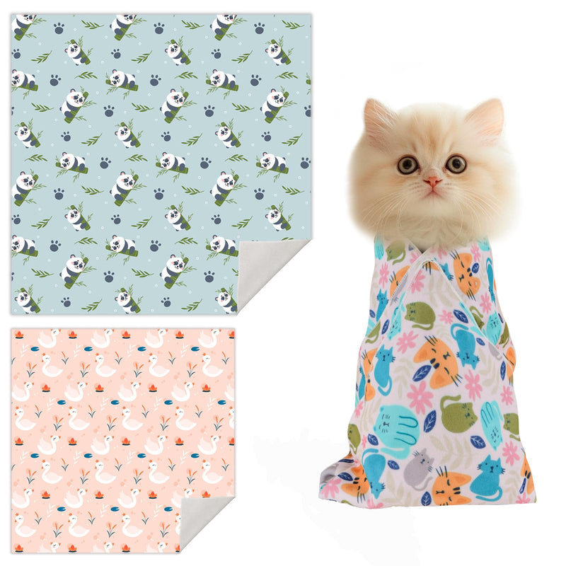 Cat Wrap for Grooming, Self-Adherent Cat Restraint Wrap for Cutting Nails, Calming Wrap for Nail Clipping, Anti-Bite, Anti-Escape Cat Grooming Bag 2PCS (Swan-M & Panda-XL, M & XL) (9.9lbs) & (22lbs) Swan-M & Panda-XL - PawsPlanet Australia