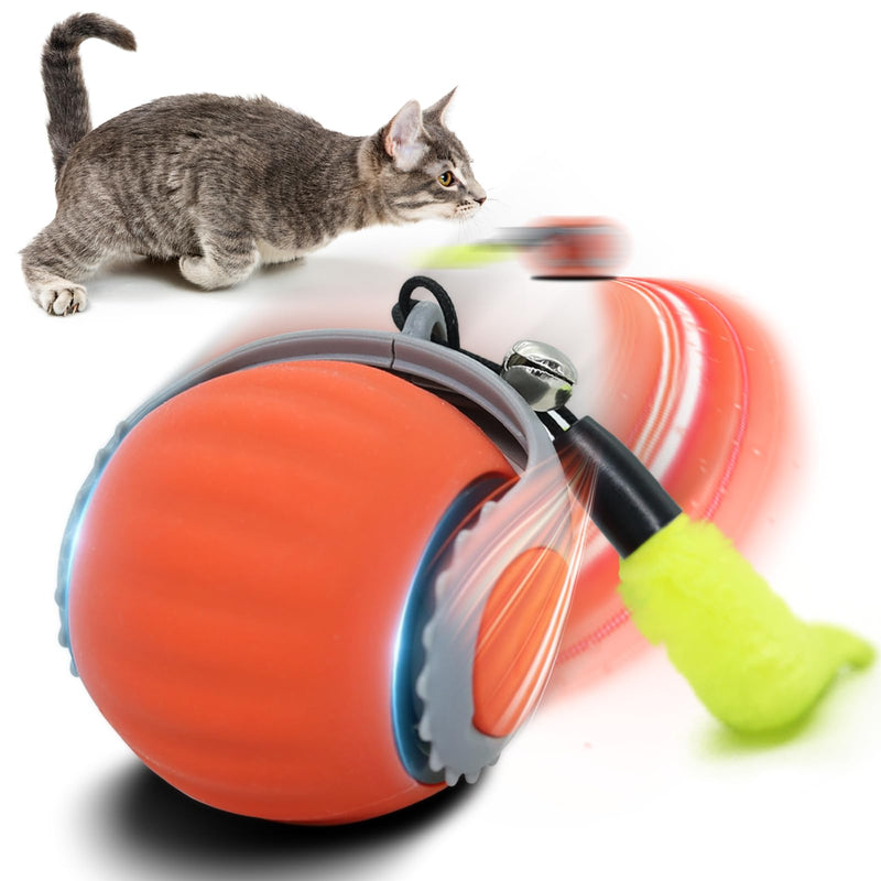 2025 Interactive Cat Toy for Indoor Cats, Automatic Moving Cat Balls for Bored Indoor Adult Cats, 360°Automatic Rolling Ball Toy, Two Speed Adjustment（Orange） Orange - PawsPlanet Australia