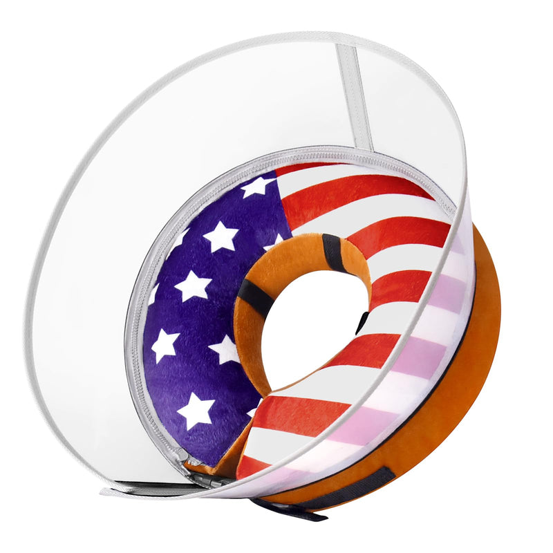 TDTOK Inflatable Dog Cone Soft, Adjustable Flag Dog E Collar After Surgery with Detachable Anti-Licking Shield, E Collar Pet Cone Alternative After Surgery US Flag XL (Neck: 18-22'') - PawsPlanet Australia