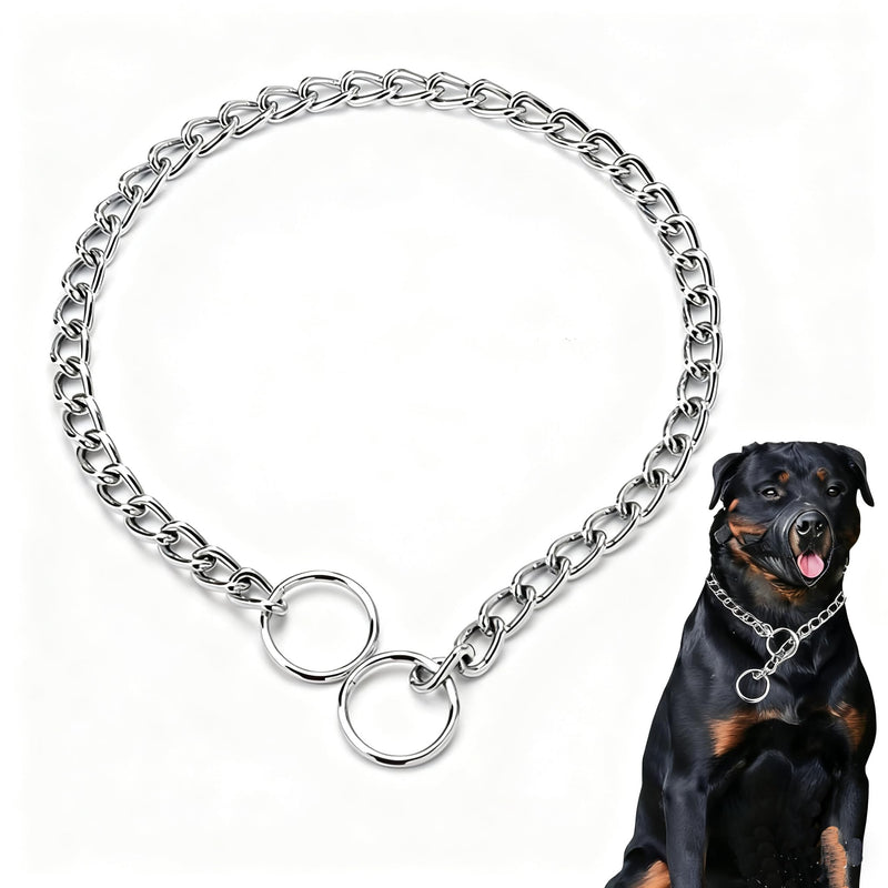 Silver Dog Chain Collars,Heavy Training Metal Dog Collar, Adjustable Slip Link Martingale Puppy Collars for XXS XS Small Medium Large Big XL Breed Dogs, XL Silver XL(Neck Max 22inch)D4mm - PawsPlanet Australia