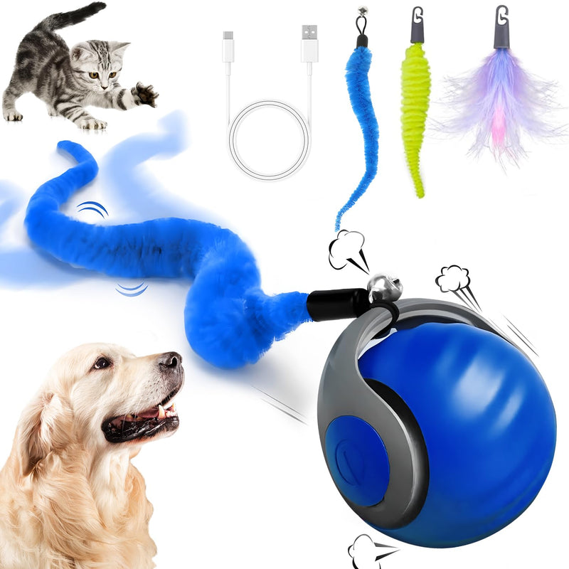 Speedy Tail 2.0,Speedy Tail Cat Toy,Smart Interactive Cat Ball Toy for Indoor Cats with 3 Tails 2 Speeds,Obstacle Avoidance Smart Cat Toys for Keep Them Busy for Small/Medium/Large Cats (Blue) Blue - PawsPlanet Australia