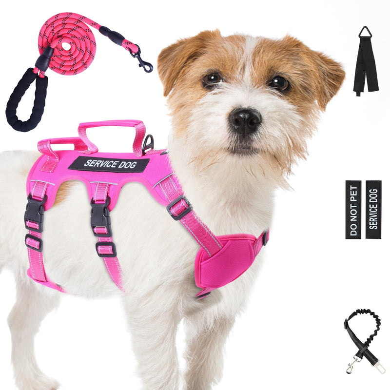 Escape Proof Dog Harness for Large Medium Sized Dogs Six Point Adjustable, Service Dog Vest Harness and Leash Set, No Pull Dogs Harnesses with Handle, Medium Dog Harnesses for Walking(Pink, S) Small Pink - PawsPlanet Australia