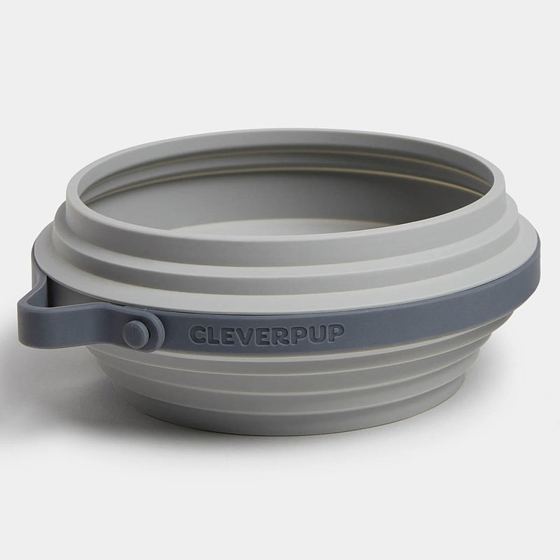 Nomad Collapsible Dog Bowl - Large, 4 Cup Food-Safe Silicone Travel Bowl for Dogs, Portable & Sturdy, Food/Water, Dishwasher Safe - Grey - PawsPlanet Australia