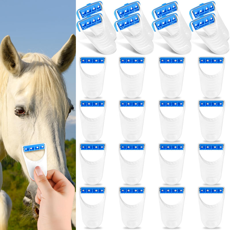 24 Pcs Horse Clippers Horse Grooming Razor Disposable Grooming Razor Horse Trimmer Shaver Kit Fit for Horse Dog, White&Blue Blue 24 - PawsPlanet Australia