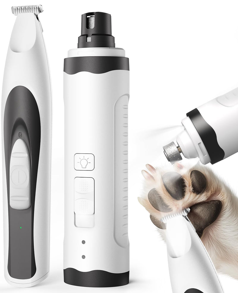 oneisall 2 in 1 Quiet Paw Trimmer and Dog Nail Grinder with LED Lights, 35dB Dog Paw Grooming Kit Rechargeable Cordless Pet Clipper - PawsPlanet Australia