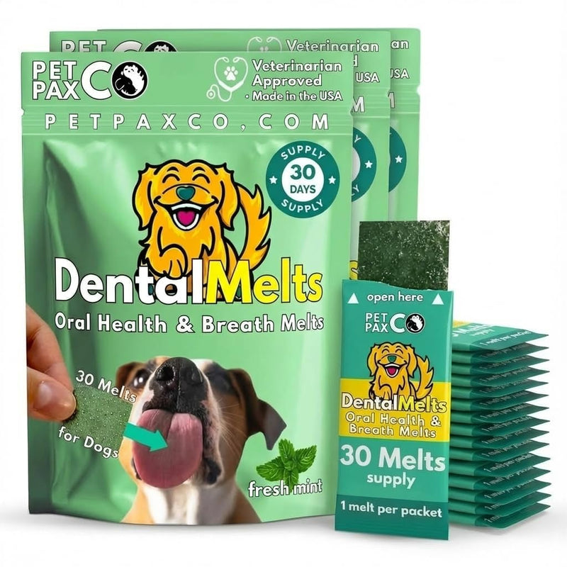 Dog Breath Freshener 5 in 1 – 30 Oral Strips – Natural Sage, Spirulina, Apple Cider Vinegar – Dogs Dental Care Products, Fresh Breath & Oral Hygiene Support – No Chew Dog Breath Mints 30 Strips - PawsPlanet Australia