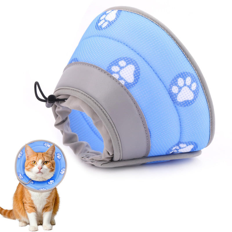 Cat Cone Collar Soft to Stop Licking After Surgery Cat Recovery Collar for Small Large Cats Adjustable Elizabethan Collar Blue S(Neck 5"-9") - PawsPlanet Australia