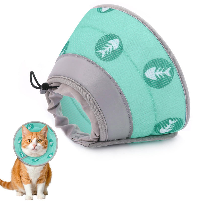 Cat Cone Collar Soft to Stop Licking After Surgery Cat Recovery Collar for Small Large Cats Adjustable Elizabethan Collar Green S(Neck 5"-9") - PawsPlanet Australia