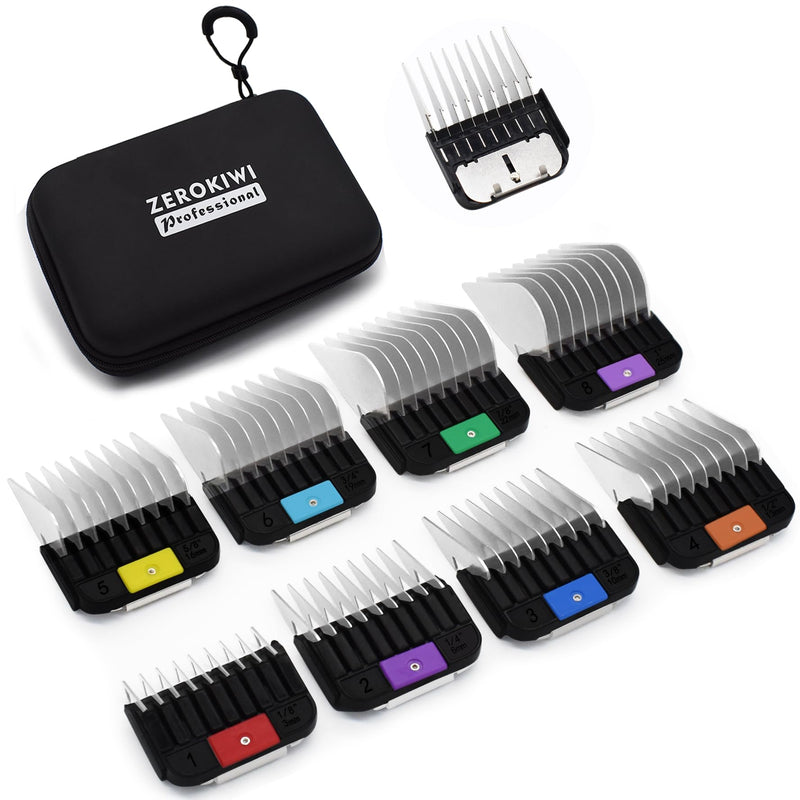 8 Pieces Professional A5 Style Animal Clipper Stainless Steel Color-Coded Snap-on Attachment Guard Guide Combs Set, 1/8"-1" Compatible with Wahl KM Series Oster A5 Andis Detachable Blade Pet Groomers - PawsPlanet Australia