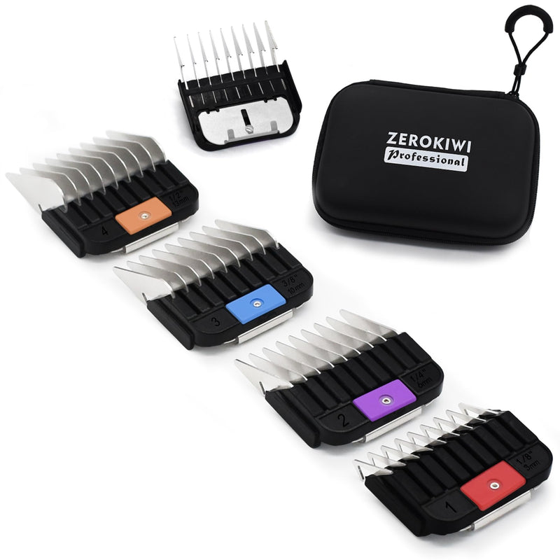 4 Pieces Professional A5 Style Animal Clipper Stainless Steel Color-Coded Attachment Guard Guide Combs Set, 1/8", 1/4", 3/8", 1/2" Compatible with Wahl KM Series Oster A5 Andis AG BG Pet Groomers - PawsPlanet Australia