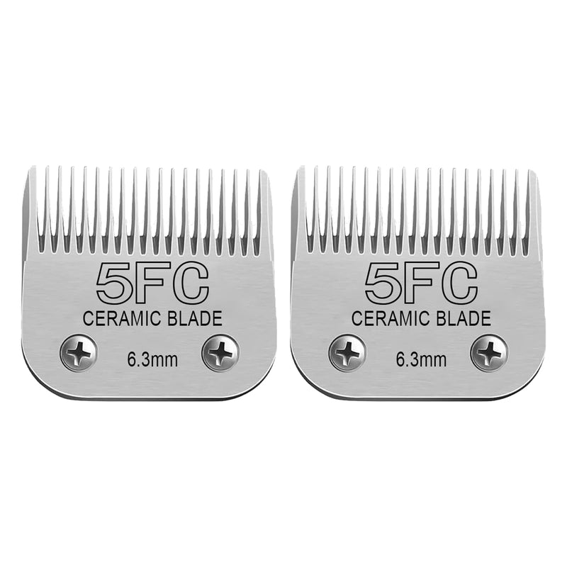 Detachable Pet Dog Clipper Blades, Compatible with Size-5FC(6.3mm), Most Oster A5, KM Series Clippers,Made of Ceramic Blade & Stainless Steel Blade 2Pack 5FC - PawsPlanet Australia