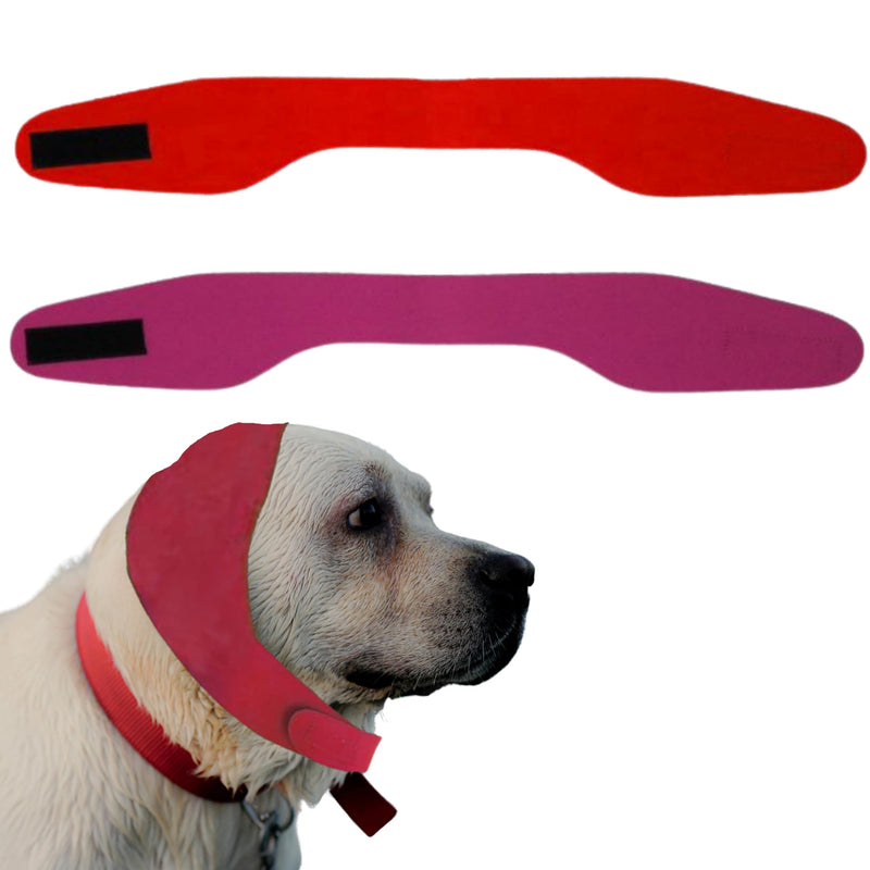 2pcs Dog Ear Covers for Swimming, Ear Protection for Dogs Bathing, Dog Bath Supplies, Ear Wrap for Dogs, Waterproof Ears Covers Swimming Cap, Adjustable Shower Caps, Dog Swim Cap with (Pink, Red, L) Pink, Red - PawsPlanet Australia