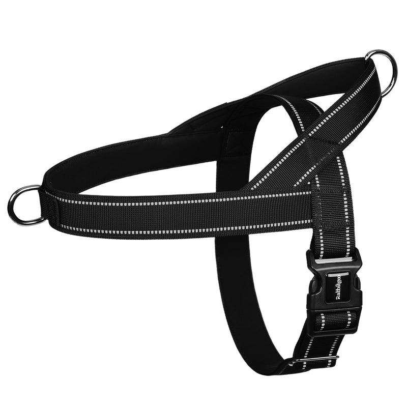 rabbitgoo Dog Harness No Pull，Quick fit for Large Dogs with Soft Padded Handle, Chest Adjustable Reflective Pet Vest, No Choke Escape Proof for Walking Training, Black L - PawsPlanet Australia