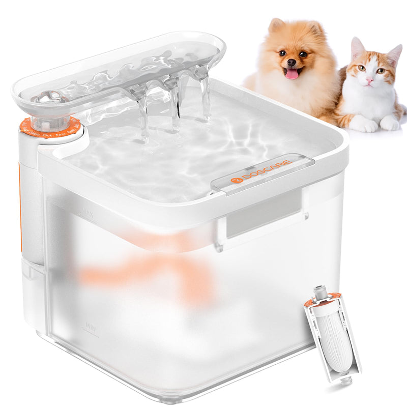 Cat Water Fountain 85oz/2.5L Dog Water Dispenser with Ultra-Filtration 90-Days Long Lasting Filter, Smart Pet Fountain with Triple Filtration | Ultra Quiet | Water Level Window White - PawsPlanet Australia