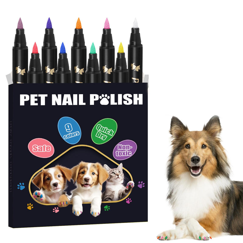 9 Colors Dog Nail Polish Pens Quick Dry, Dog Safe Nail Polish, Easy to Apply, Non Toxic, Paint for Paws, DIY Puppy Nails 9 Pcs - PawsPlanet Australia