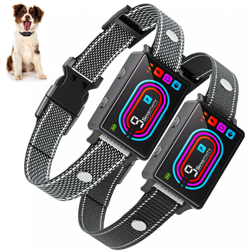 Dog Bark Collar 2 Pack, 2025 Smart Bark Collars for Dogs Large Medium Small 5-130 lbs, Bark Collar 9 Adjustable Sensitivity 5 Training Modes, Anti-Bark Training Collar Beeping Vibrator Shock 2 Pack Black - PawsPlanet Australia
