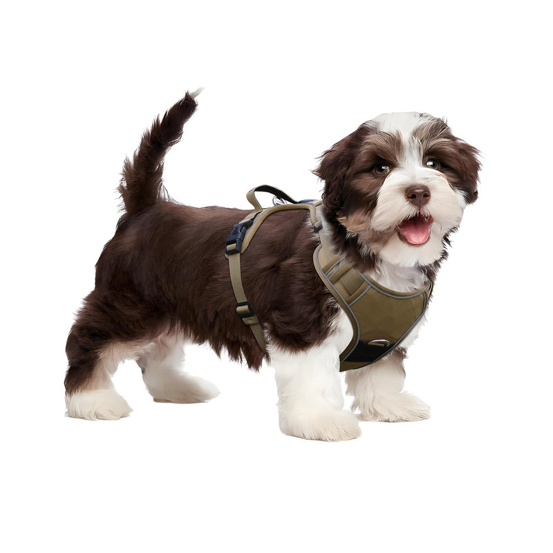 No-Pull Dog Harness with 2 Leash Clips, Adjustable Soft Padded Oxford Vest, Reflective No-Choke Pet Harness with Easy Control Handle (Khaki, Medium) Khaki - PawsPlanet Australia