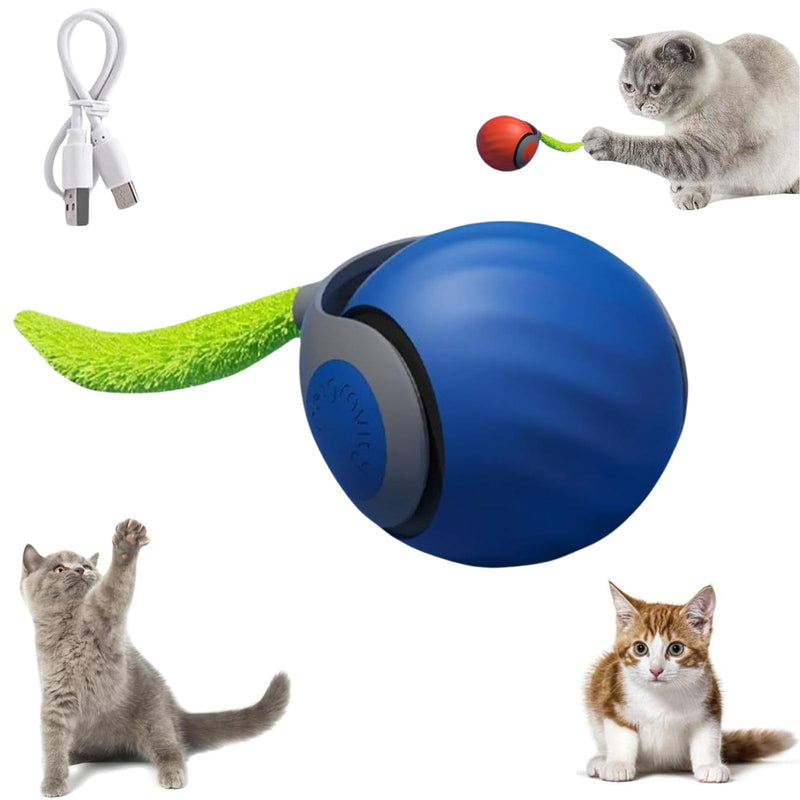 Speedy 2.0 Tail, Speedy Toy Tail Cat, Speedy 2.0 Tail Cat Toy, New Interactive Cat Ball Toy, Smart Cat Toys Ball, Moving Cat Toy Ball with Tail, Two Speed Adjustment (Blue) Blue - PawsPlanet Australia