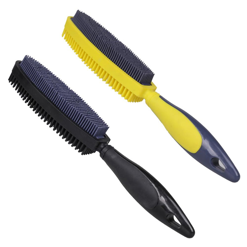 Rubber Pet Hair Removal Brush, Dogs Cats Hair Lint Remover Tool Massage Bath Comb Brush for Cleaning and Grooming (Yellow and Black) Yellow and Black - PawsPlanet Australia