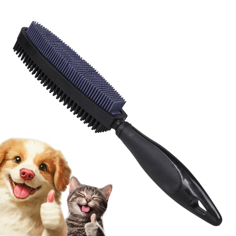 Rubber Pet Hair Removal Brush, Dogs Cats Hair Lint Remover Tool Massage Bath Comb Brush for Cleaning and Grooming (Black) Black - PawsPlanet Australia