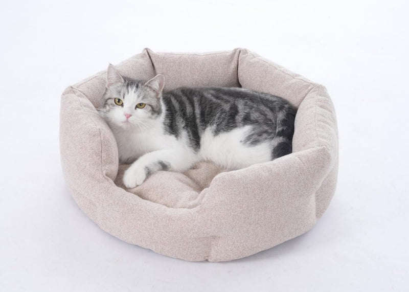 Washable Round Cat Beds for Indoor Cats,Dog Bed for Extra Small Dogs,Pet Sofa for Puppy Dog and Kitty,Soft but Firm Year-Round Comfortable Pet Sofa with Non-Slip Bottom Beige 24 inches One Size - PawsPlanet Australia