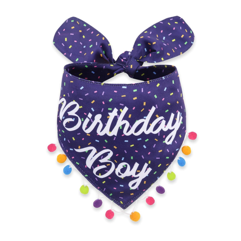 LunaMarie - Luxury Pet Birthday Bandanas -Premium & Silky Poly Fabric | 100% Handmade | Custom Shape Dual Layered (Birthday Boy, X-Small) - PawsPlanet Australia