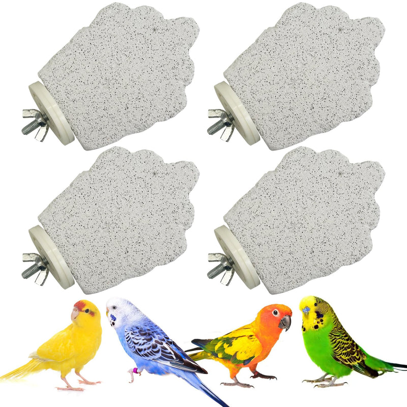 PINVNBY 4 PCS Bird Perches Calcium Parrot Perch Stand Bird Beak Grinding Stone Foot Claws Trimmer Parrot Chewing Toys Bird Cage Accessories for Budgie Cockatiel Conure Lovebird Finch Style 1: 4 pcs