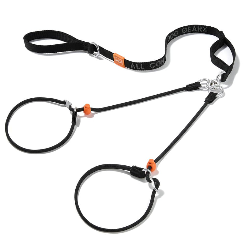 Howgo Double Slip Leash Slip Lead with Two Handles| Dual Dog Slip Lead for 2 Dogs,360° Swivel No Tangle | Dog Training Collar | Double Clip Leash Coupler and Splitter (Black, 6FT) Black w/ Handle 6FT