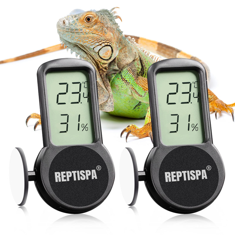 Reptile Thermometer Hygrometer, Pack of 2 Digital Thermometer Humidity Meter for Reptile Terrarium, Temperature Gauge Humidity Gauge with Digital LCD Display for Bearded Dragon Tank - PawsPlanet Australia