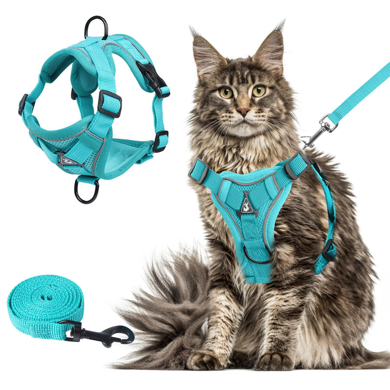 Wanheart Summer cat Chest Harness and Leash, Anti-Escape Adjustable Soft mesh cat Leash and Chest Harness Set for All Types of Cats cat Vests (Emerald, XL) XL:16.5-22.04lb Emerald - PawsPlanet Australia