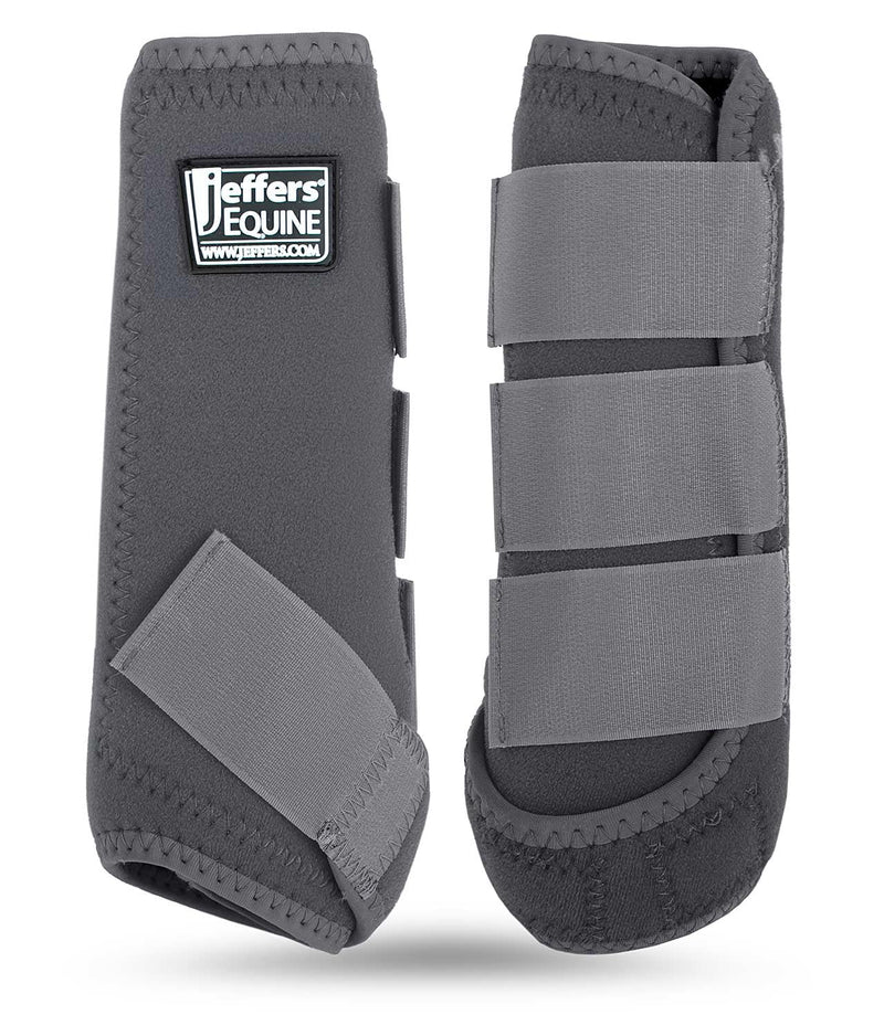 Jeffers Equine Protective Horse Boots 1 Pair Grey - Safe Neoprene Leg Guards & Comfortable Fit, Durable Strap Closures, Front & Hind Support, Equestrian Accessories for Travel & Riding - Medium - PawsPlanet Australia