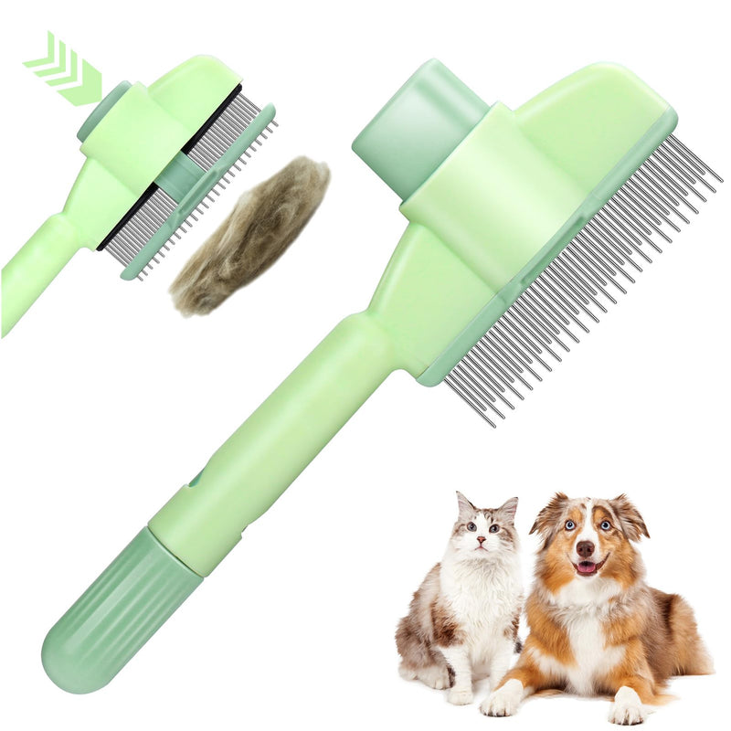 XANGNIER Pet Hair Removal Comb One-Click Self-Cleaning Grooming Brush, De-Shedding Comb for Short & Long Hair, Pet Grooming Supplies for Cats & Dogs Green - PawsPlanet Australia