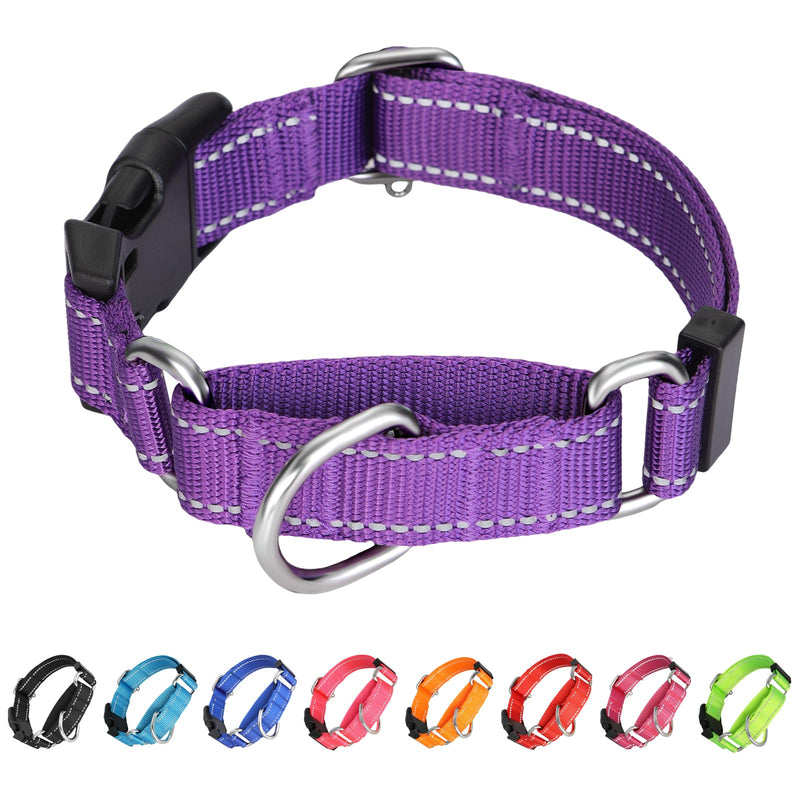 Martingale Collar for Dogs,Reflective Martingale Dog Collars with Quick Release Buckle,Adjustable Nylon No Pull Dog Collar for Walking Training(Purple, Medium) Purple - PawsPlanet Australia