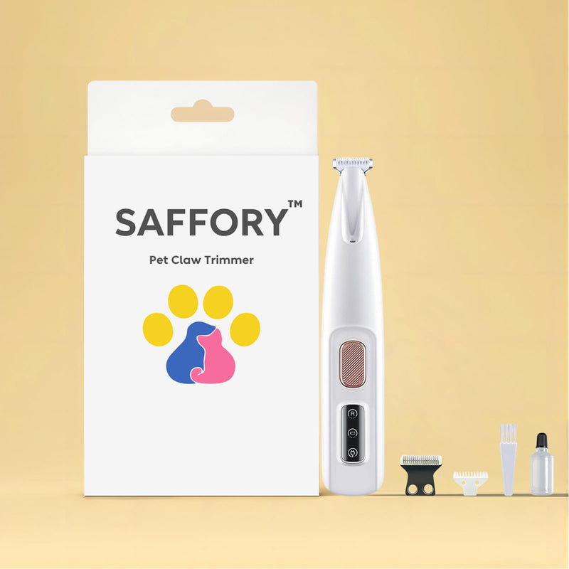 Saffory Dog Paw Trimmer, Pet Claw Trimmer with LED Light, Low Noise USB Rechargeable Pet Clipper. Suitable for Dogs and Cats, for Trimming Hair Around Paws Eyes Ears Face Buttocks. (1) 1 - PawsPlanet Australia