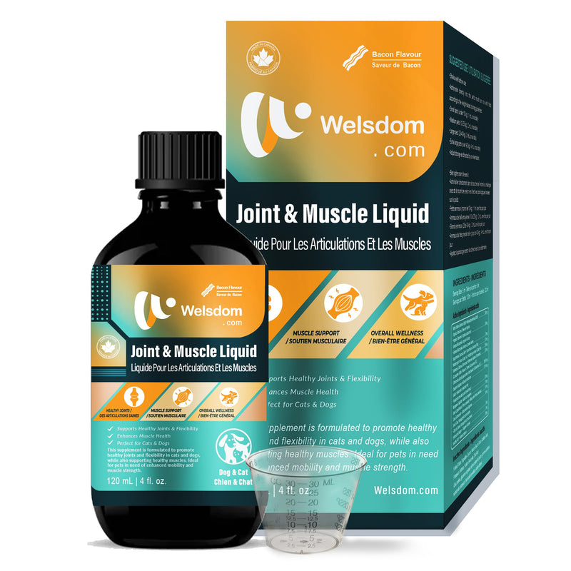 Pets Joint & Muscle Support Liquid for Cats & Dogs - 120mL | Promotes Mobility, Reduces Inflammation & Enhances Flexibility | Easy-to-Use Supplement for Active & Aging Pets - PawsPlanet Australia