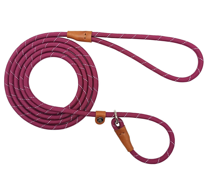 Slip Lead Dog Leash, Pet Training Reflective No Pull Choke Leash, 1/4 in x 7 ft, for Small Medium Breeds, Wine red 7ft * 1/4" - PawsPlanet Australia