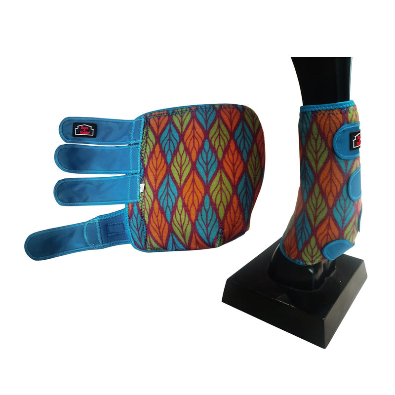 BARN & STABLE Super Breathable Horse Boots Shock-Absorbing Leg Wraps for Horse Protection Horse Sport Boots for Endurance Training Universal Front Rear Medium Blue with leaf Pattern - PawsPlanet Australia