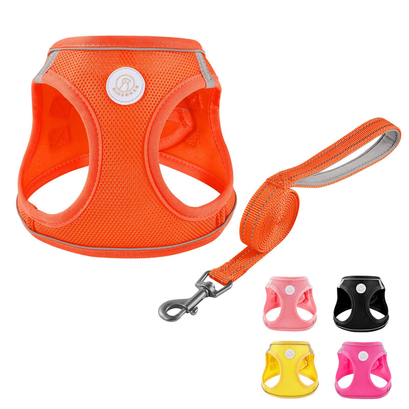 Soft Mesh Dog Harness and Leash Set, No Pull Puppy Harness and Leash Set, Reflective Step in Harness for Small Medium Dogs, Easy Walk Escape Proof Vest Harnesses (Orange, L) Orange - PawsPlanet Australia